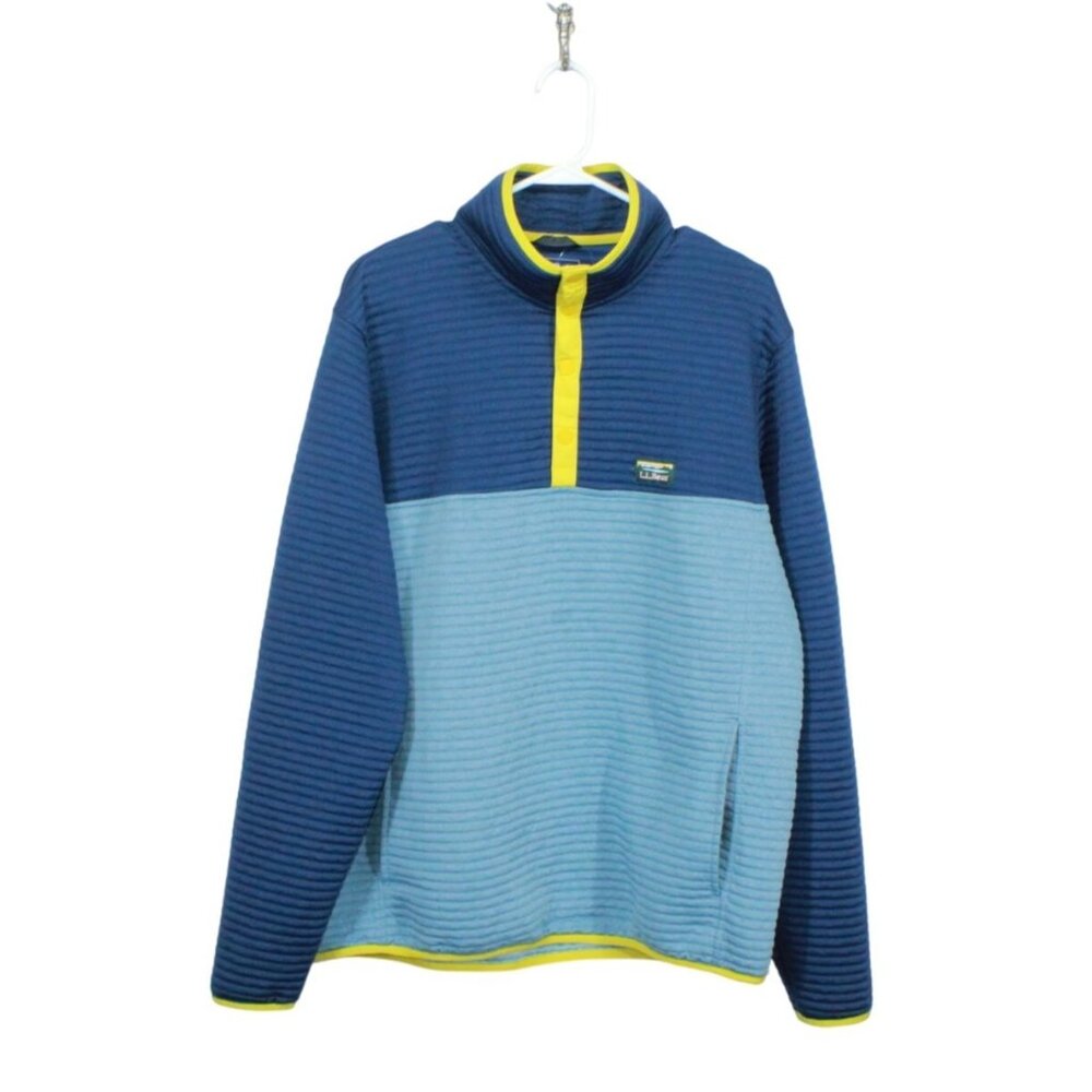 LL Bean Men's Airlight Knit Pullover Colorblock Blue Size L Tall